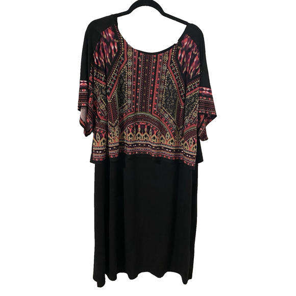 Signature by Robbie Bee Dress Womens Plus 3X Boho Studded Collar Tunic Dress - Picture 1 of 11
